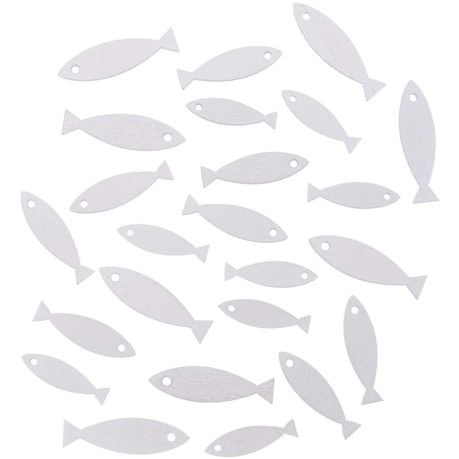 Holzsticker Fisch Mix weiß 24 Stück Holzsticker Fisch Mix weiß 24 Stück