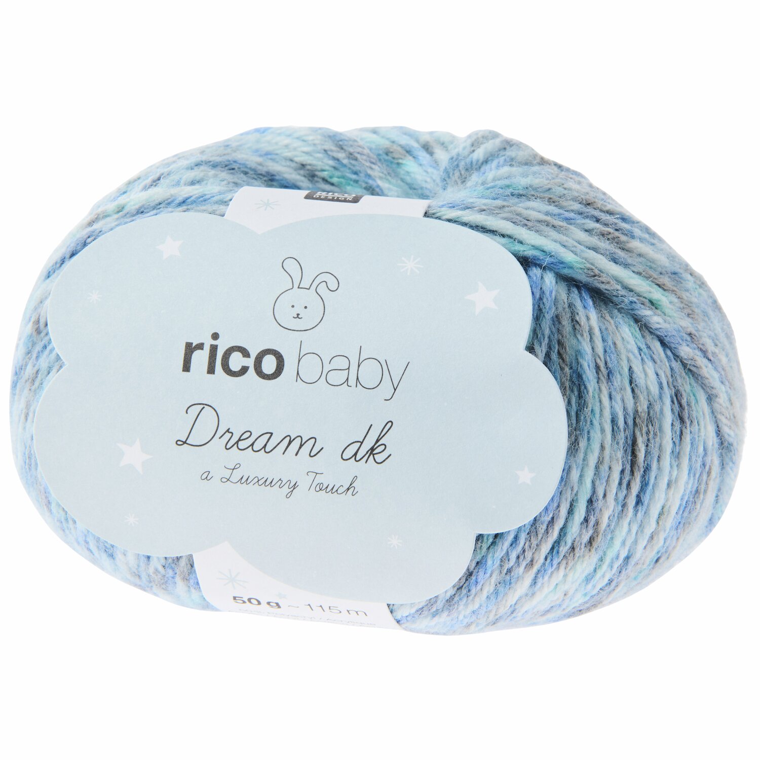 Rico Baby Dream dk A Luxury Touch, weiches Garn in Blau von Rico Design, 50g, 115m. Ideal für Babyprojekte.