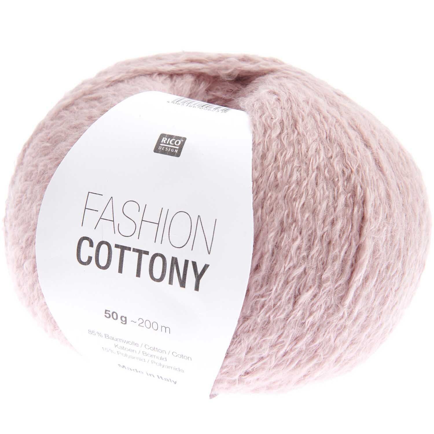 Fashion Cottony: Weiches Garn in Altrosa, 50g 200m, ideal für Strickprojekte. Marke: Rico Design.