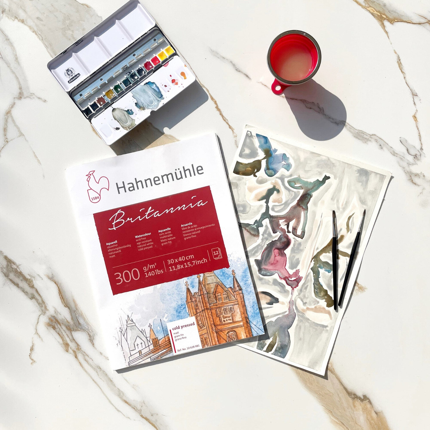 Aquarellblock Britannia rau 300g/m² 12 Blatt Größe 24x32cm von Hahnemühle FineArt 