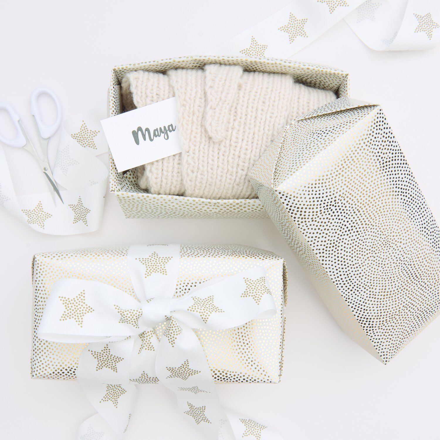 Geschenkboxen Advent Pünktchen Gold 2 Stück 25x1x34cm von Rico Design