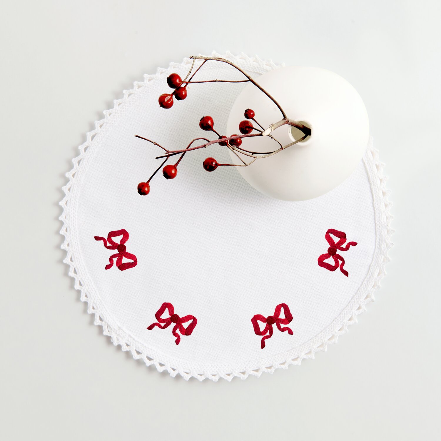 Untersetzer mit Spitze Weiß rund 2 Stück Ø20cm von Rico Design