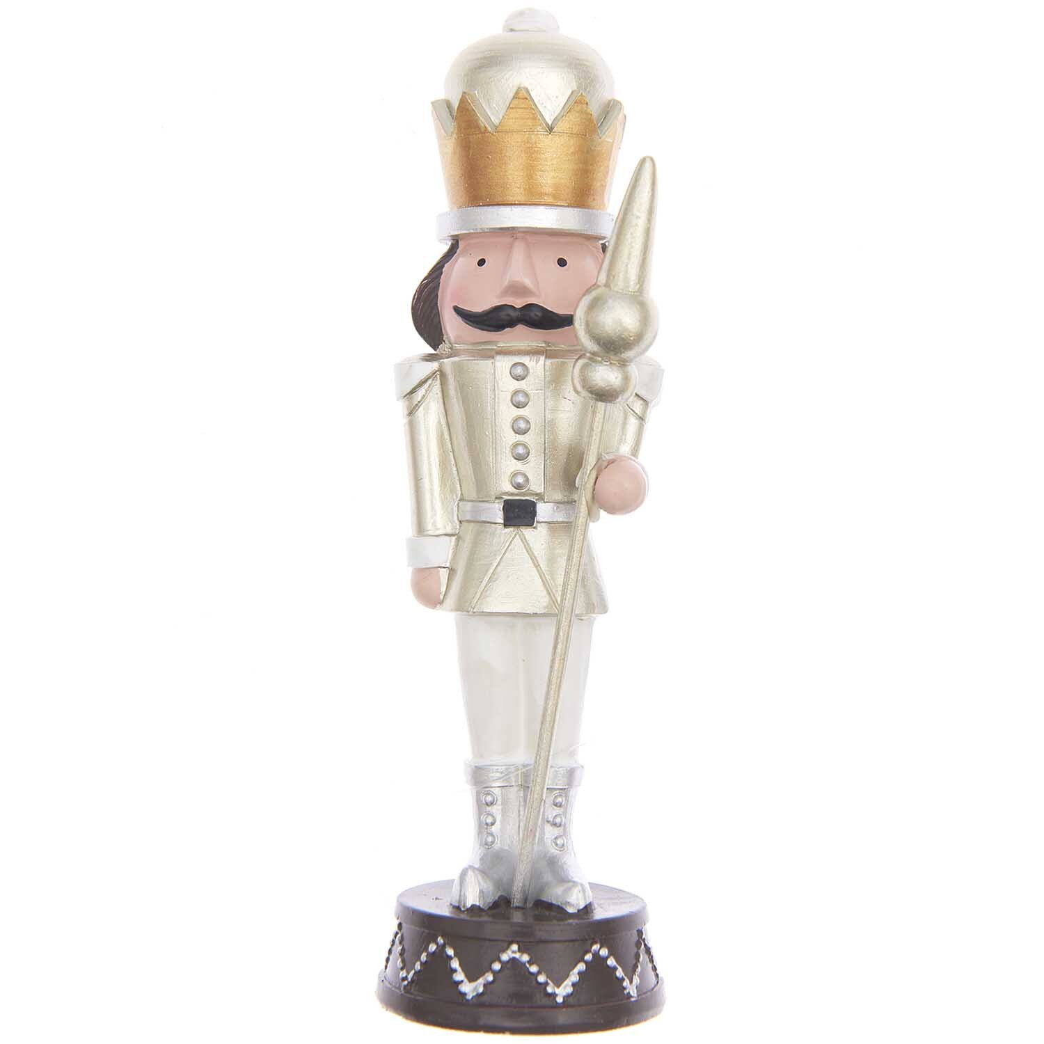 Polyresin Figur Nussknacker mit Stab 17cm
