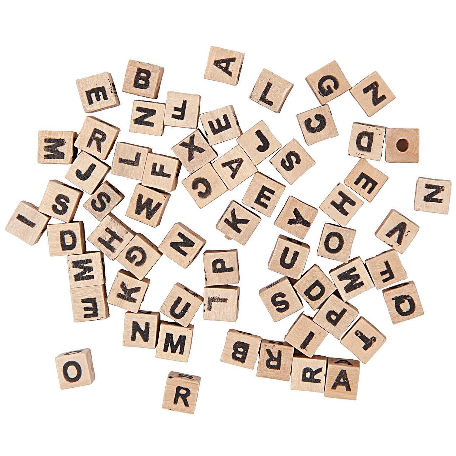 Holzwürfel Buchstaben kantig natur ca. 60 Stück