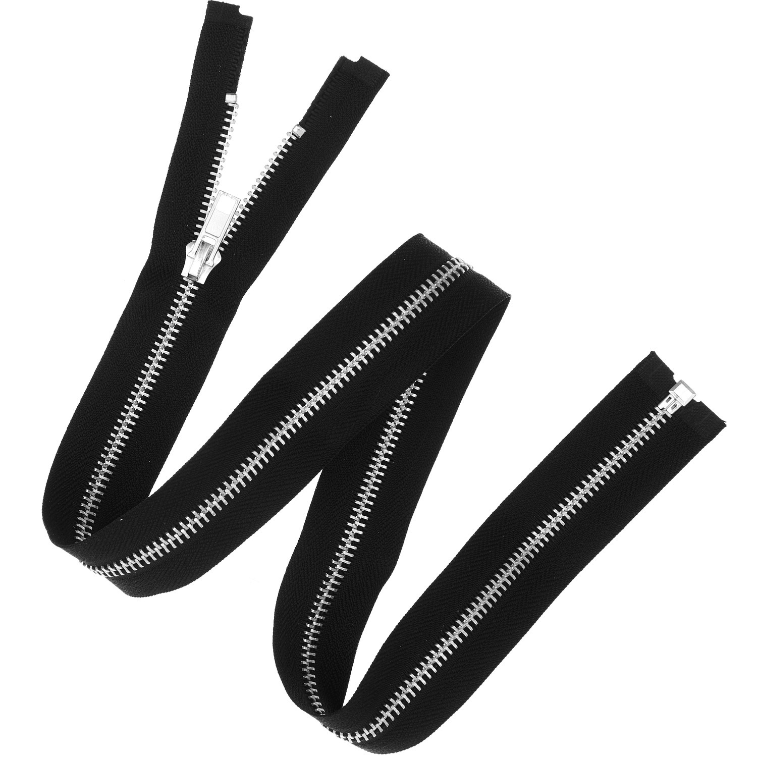 Reißverschluss Metall Silber 5 mm schwarz, 65cm lang, von Rico Design, ideal für Nähprojekte.