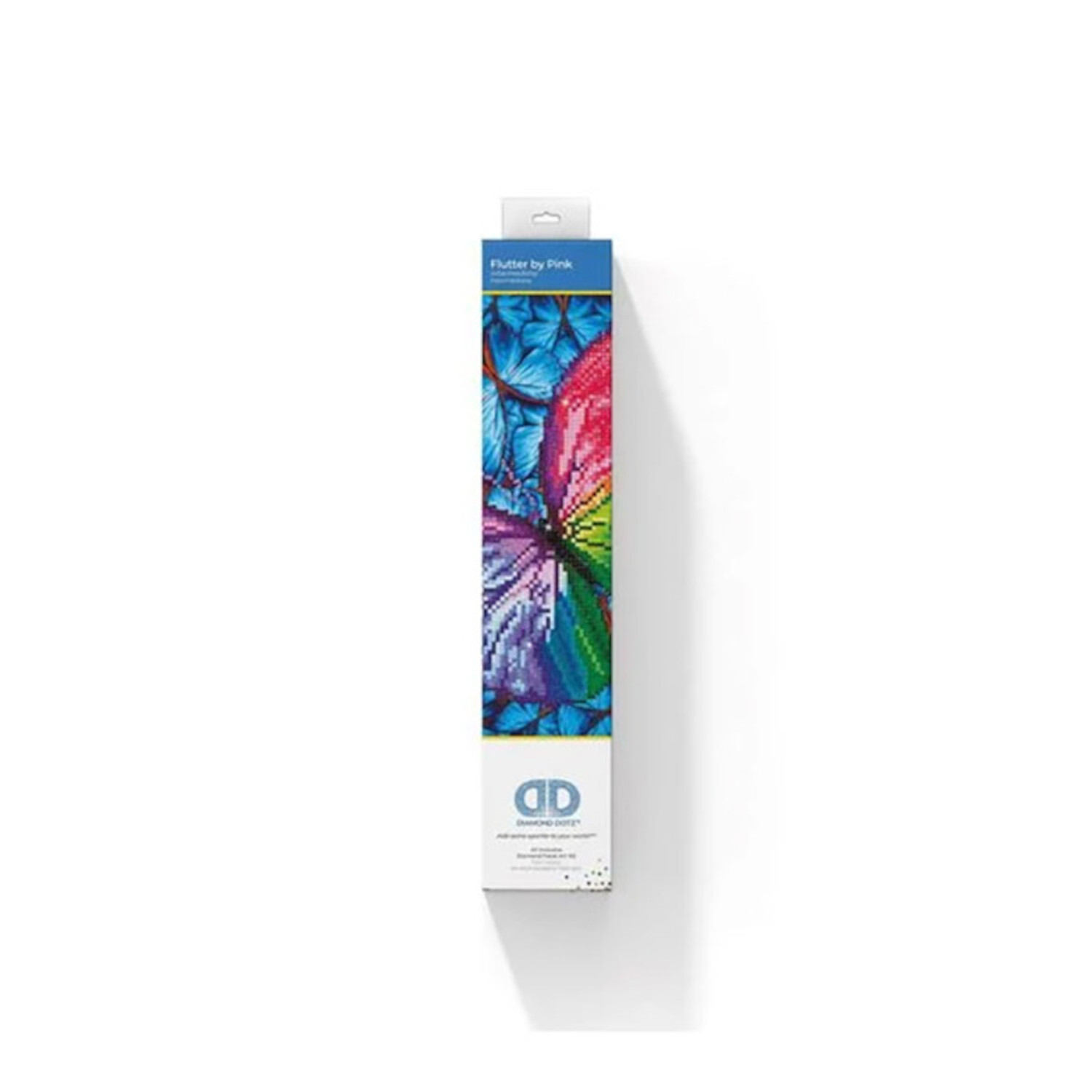 Diamond Painting Schmetterling: Bunte Verpackung mit Schmetterlingsmotiv, ideal für kreative Hobbys.