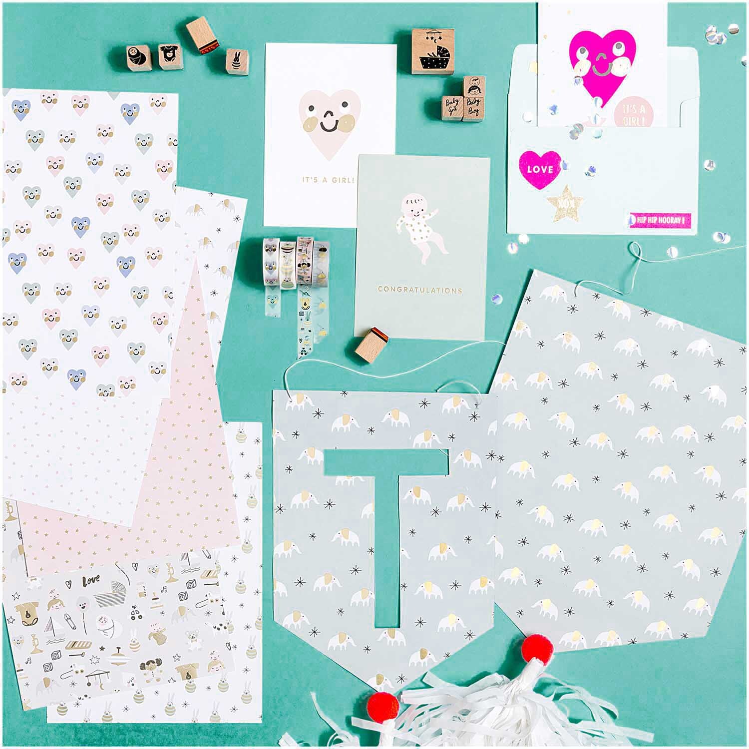 Paper Poetry Grußkartenset Hello Baby Elefant Paper Poetry Grußkartenset Hello Baby Elefant