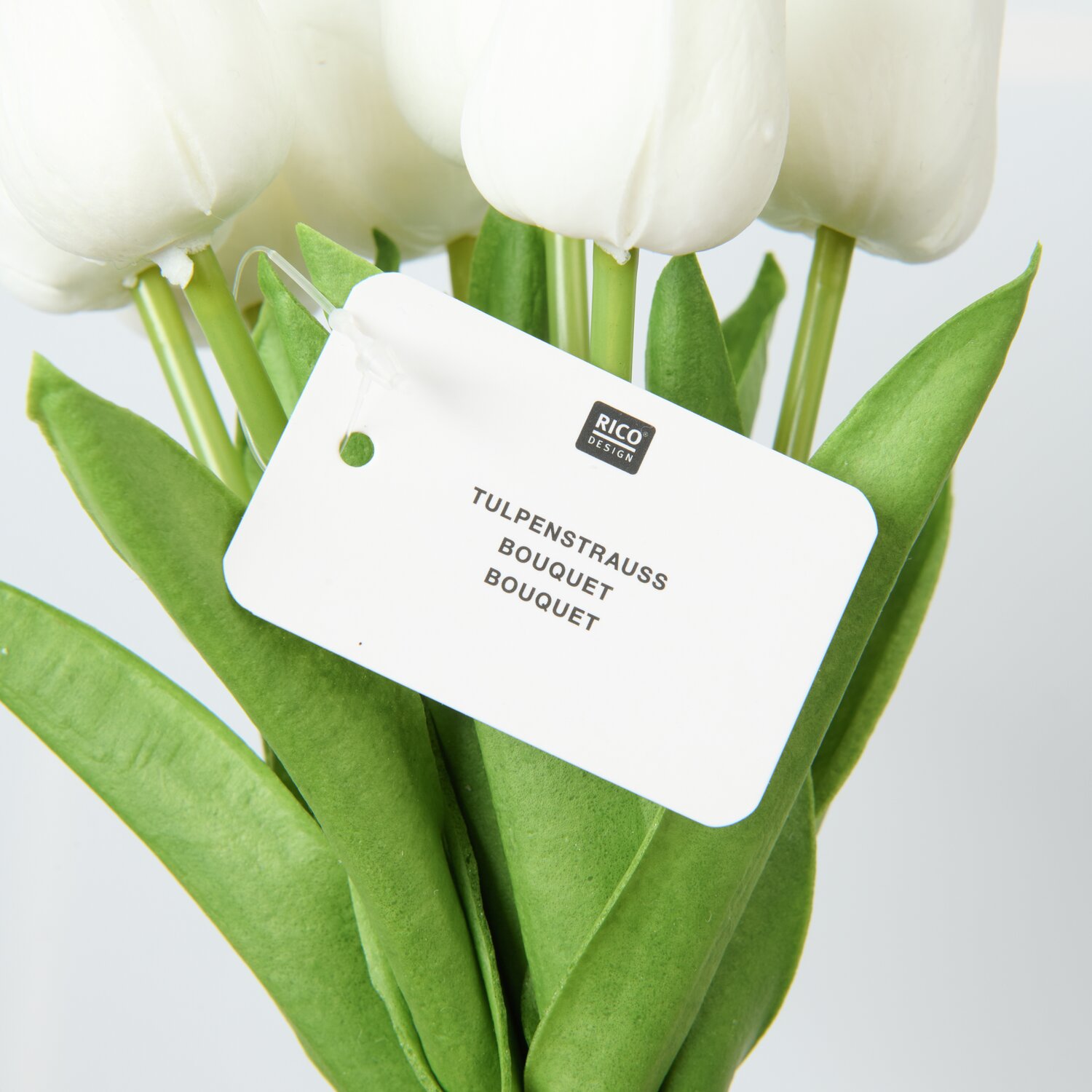 Tulpenstrauß mit 7 Blüten 33,5cm Farbe Weiß von Rico Design