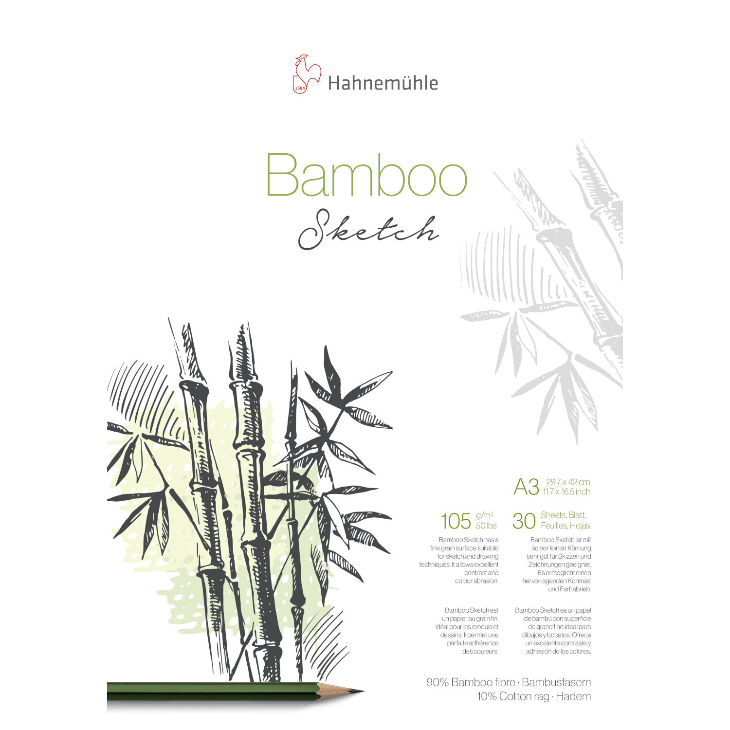 Bamboo Skizze 105g/m² 30 Blatt Größe DIN A3 von Hahnemühle FineArt 