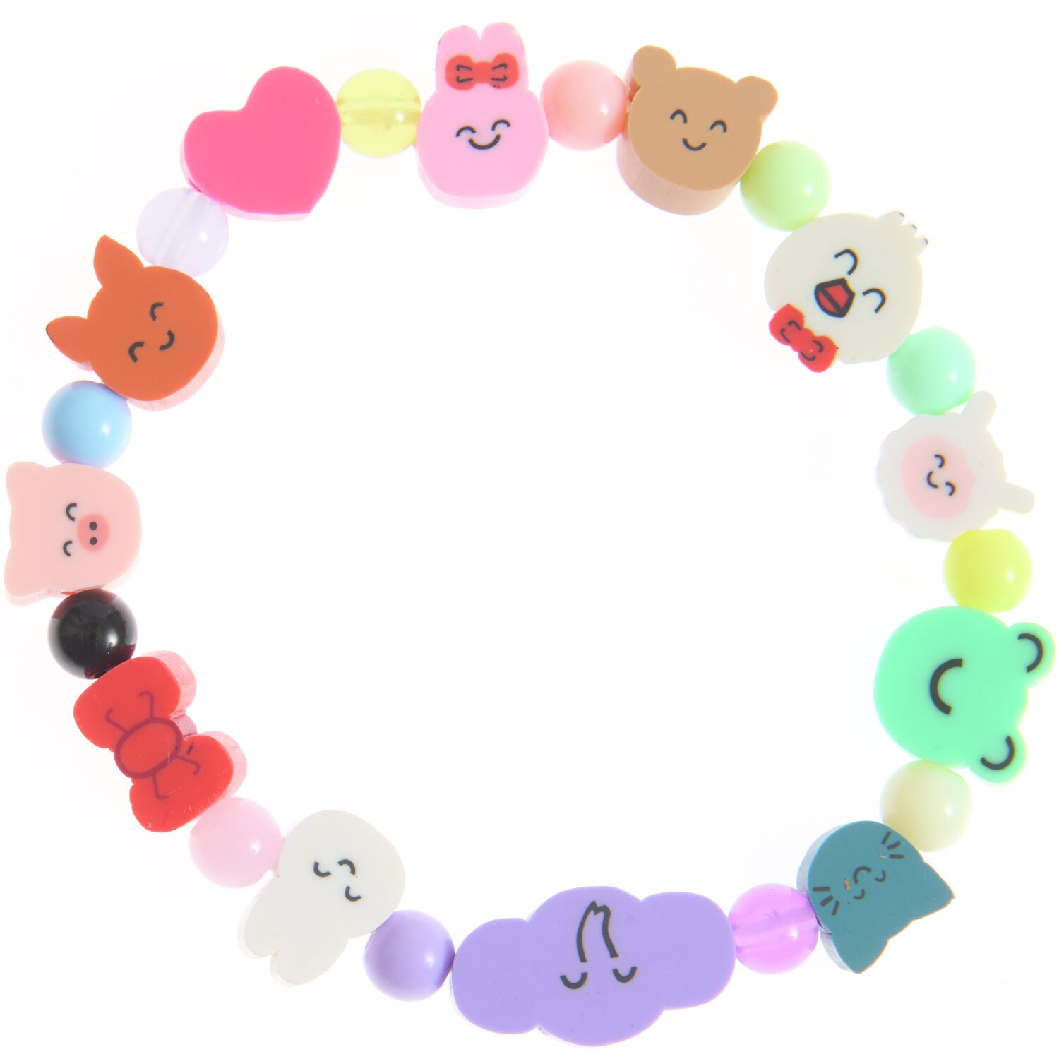Armband Chingu Animals: Buntes Perlenarmband mit Tiermotiven, 17,5 cm, fröhliches Design.