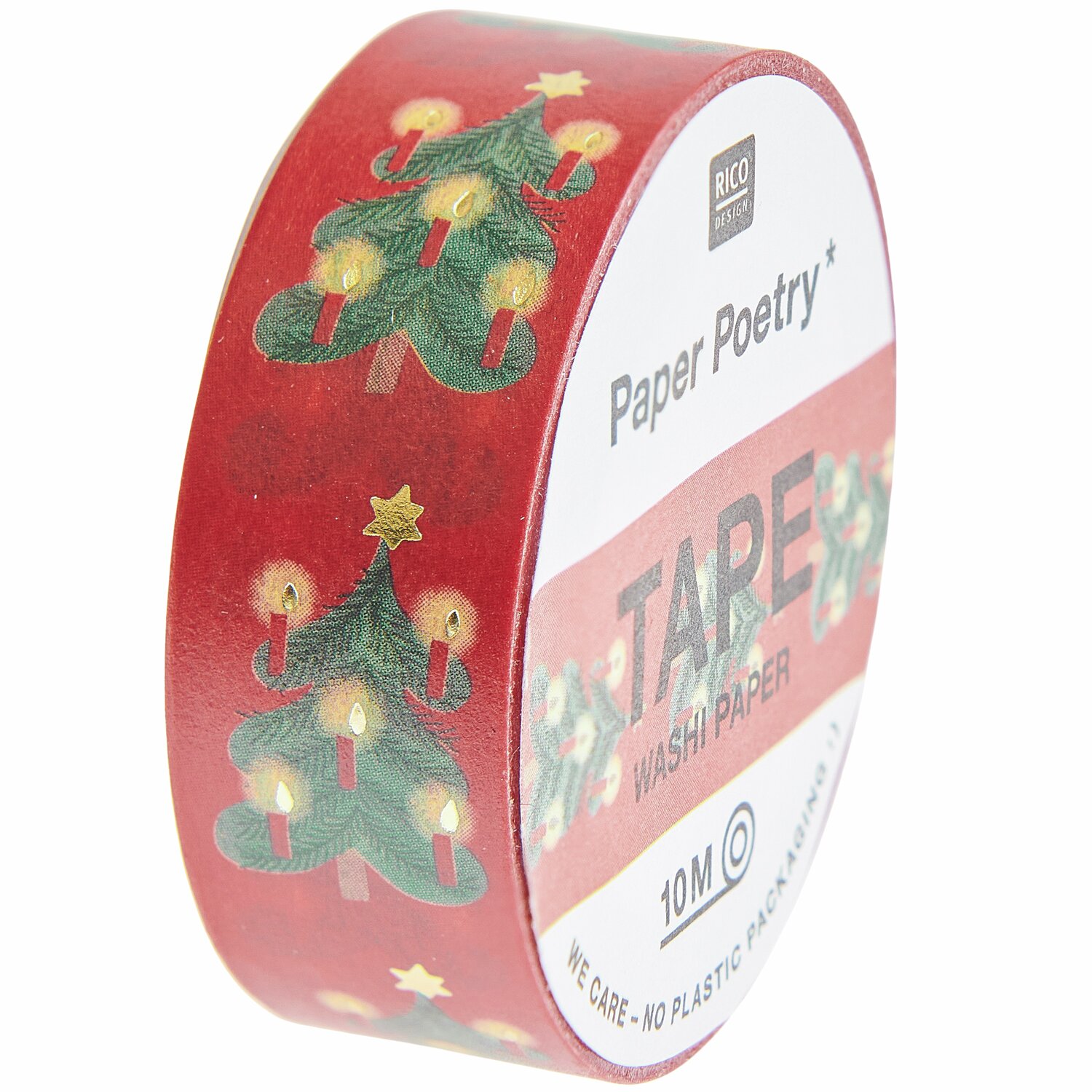 Paper Poetry Tape Weihnachtsbäume Rot 1,5cm 10m von Rico Design