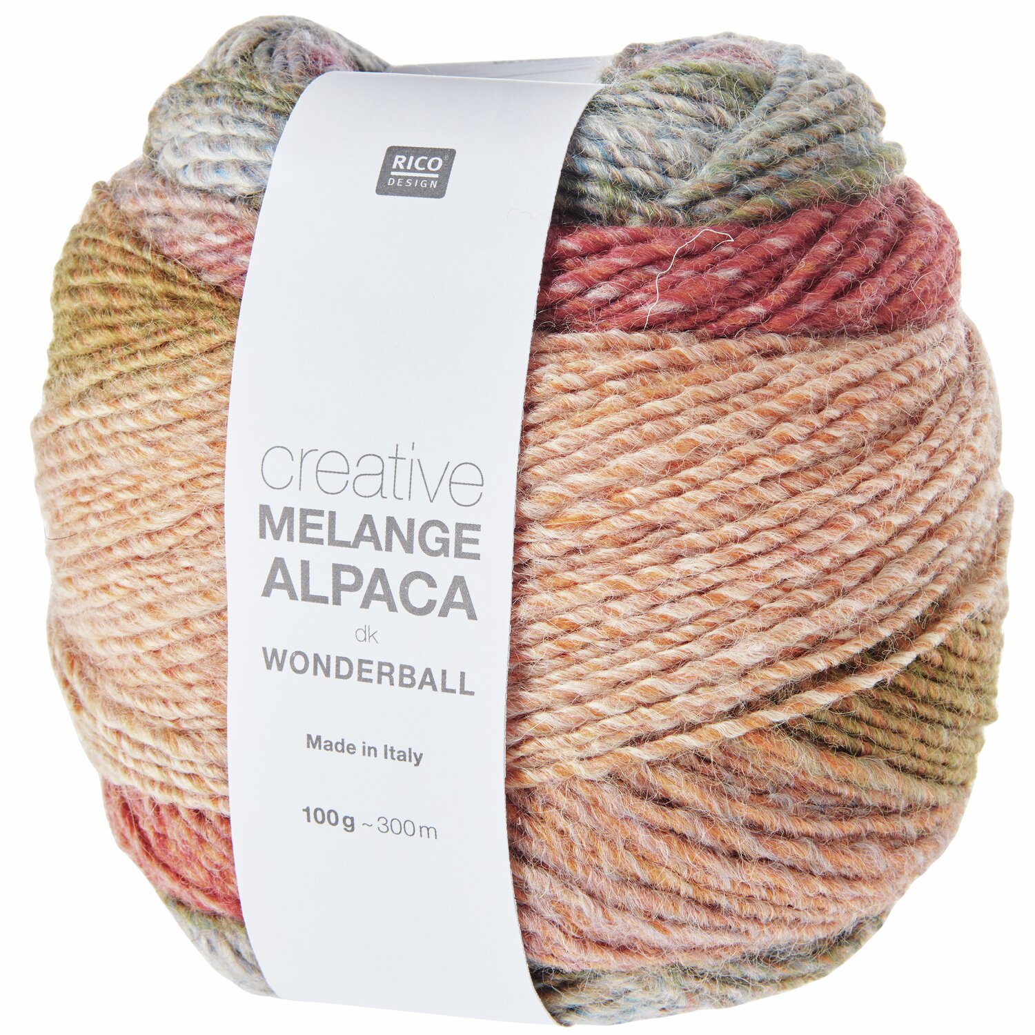 Creative Melange Alpaca Wonderball dk, bunte Wolle von Rico Design, 100g, 300m, ideal zum Stricken.