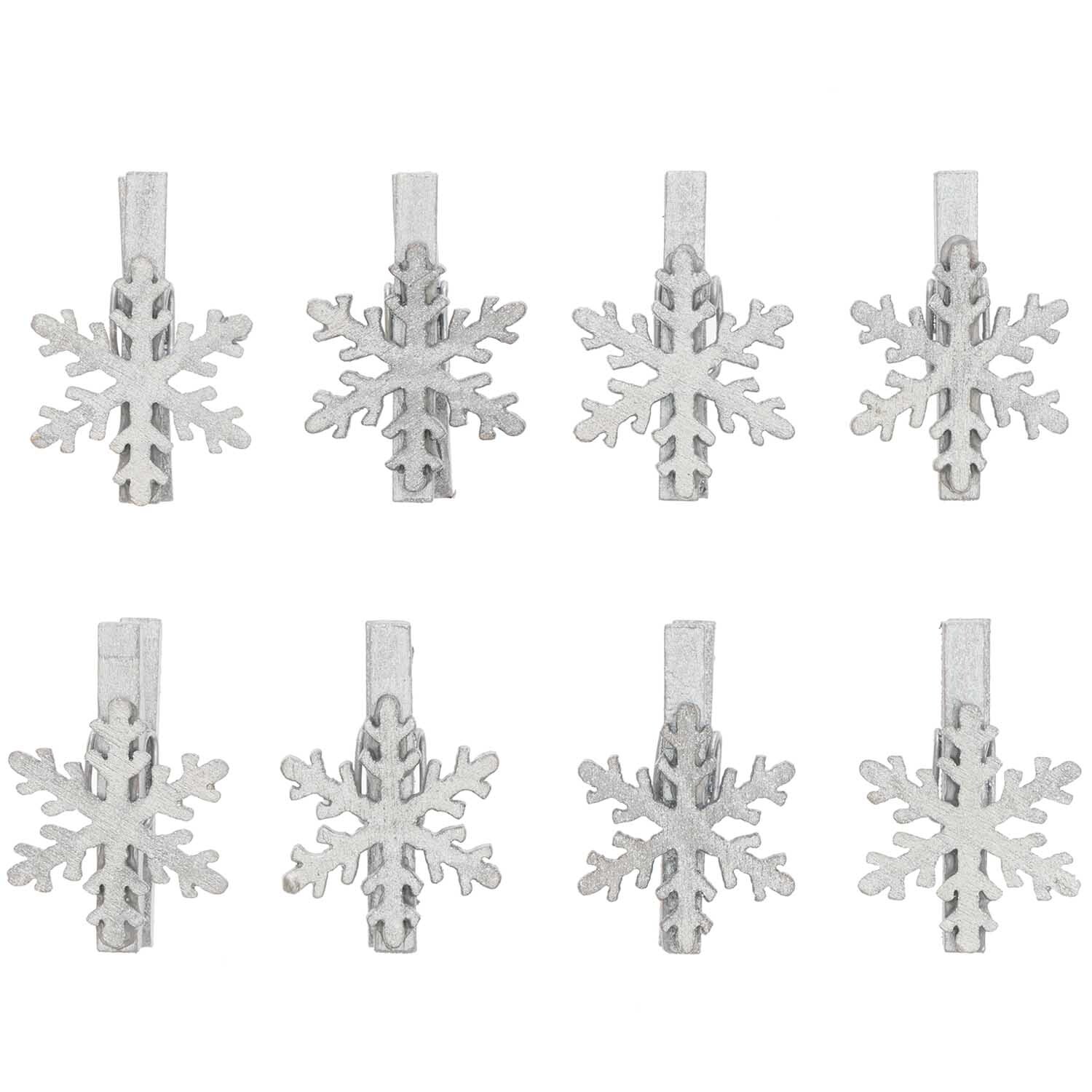 Dekoklammern Schneeflocke silber 3cm 8 Stück Dekoklammern Schneeflocke silber 3cm 8 Stück