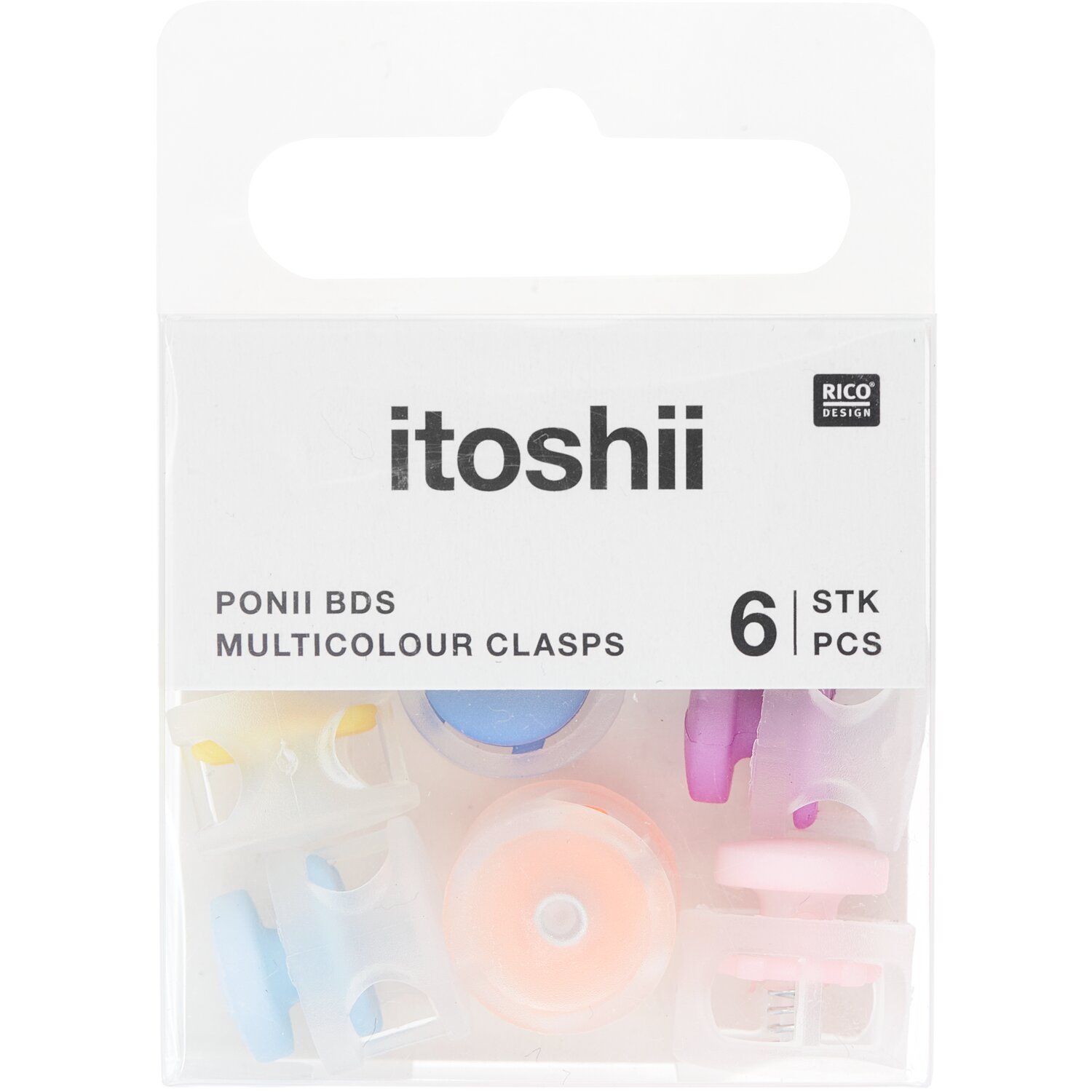 itoshii - Ponii Beads Verschlüsse multicolour  14x9mm 6 Stück von Rico Design