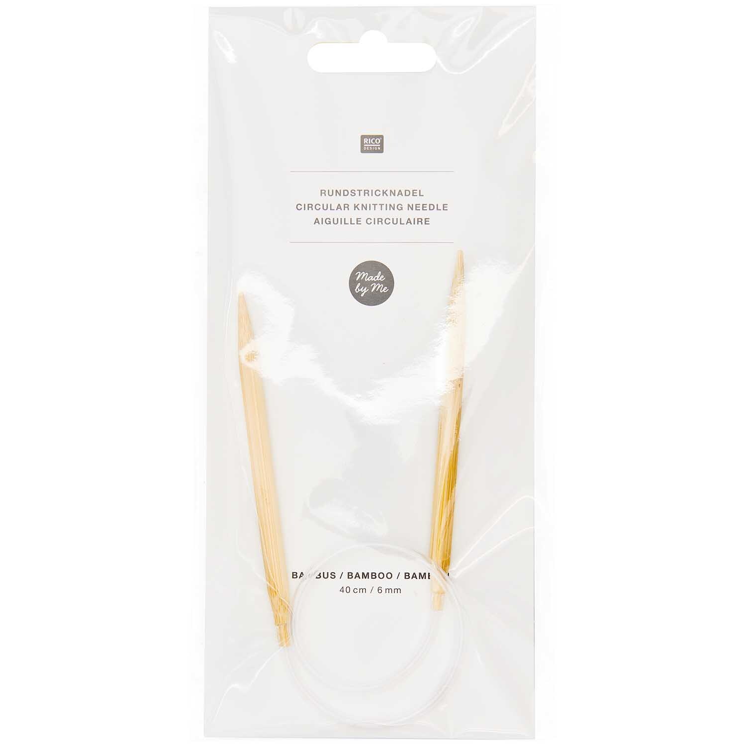 Rundstricknadel Bambus, 40cm/6mm von Rico Design, aus natürlichem Bambus, ideal für Strickprojekte.