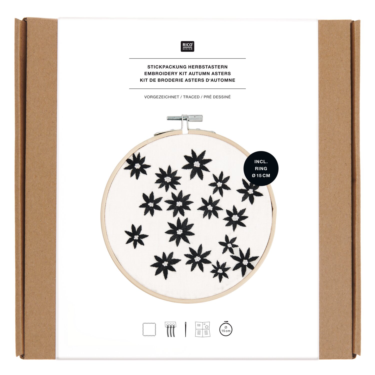 Stickpackung Vorgezeichnet Herbststern Ø15cm von Rico Design