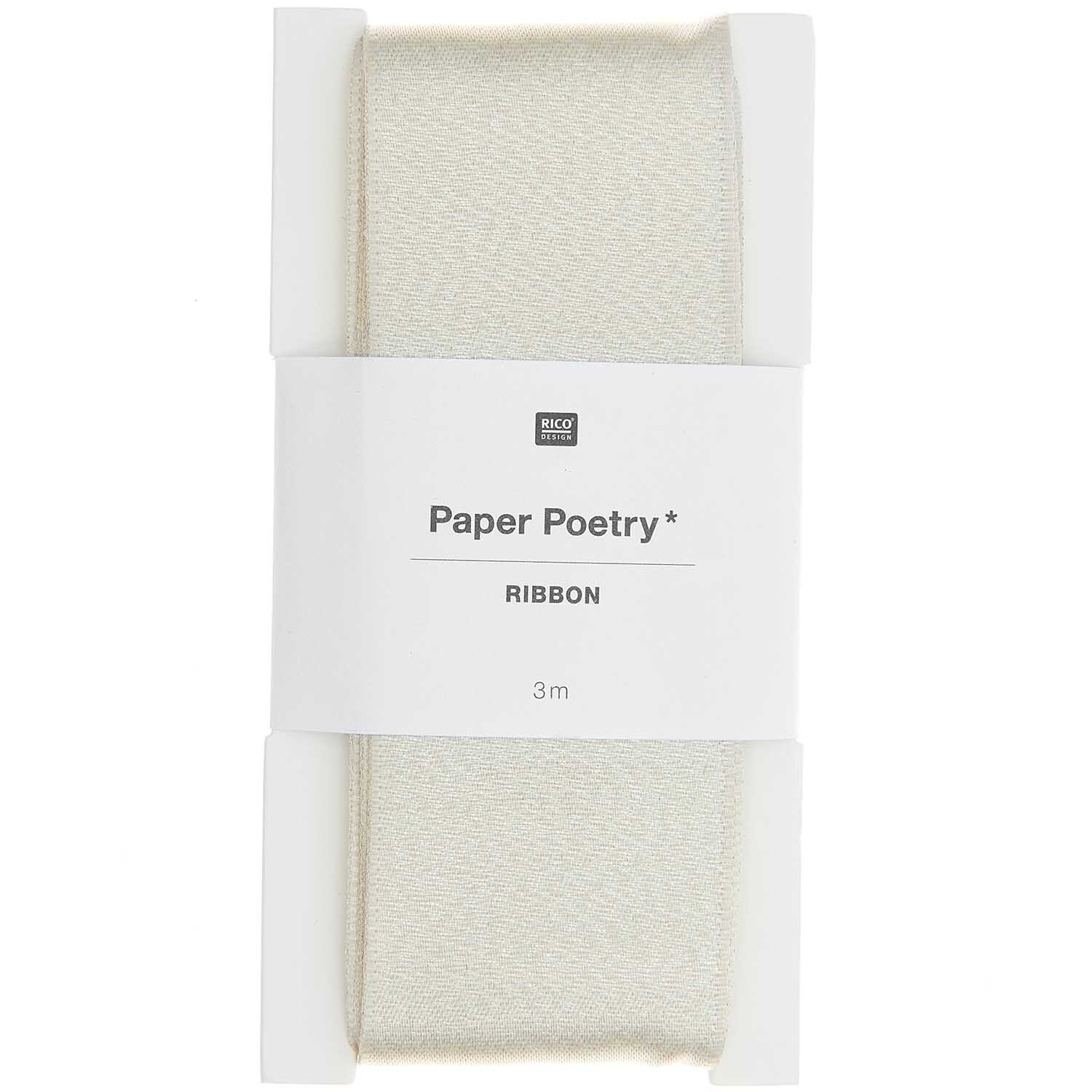 Paper Poetry Satinband Lurex 38mm 3m Farbe Champagner von Rico Design