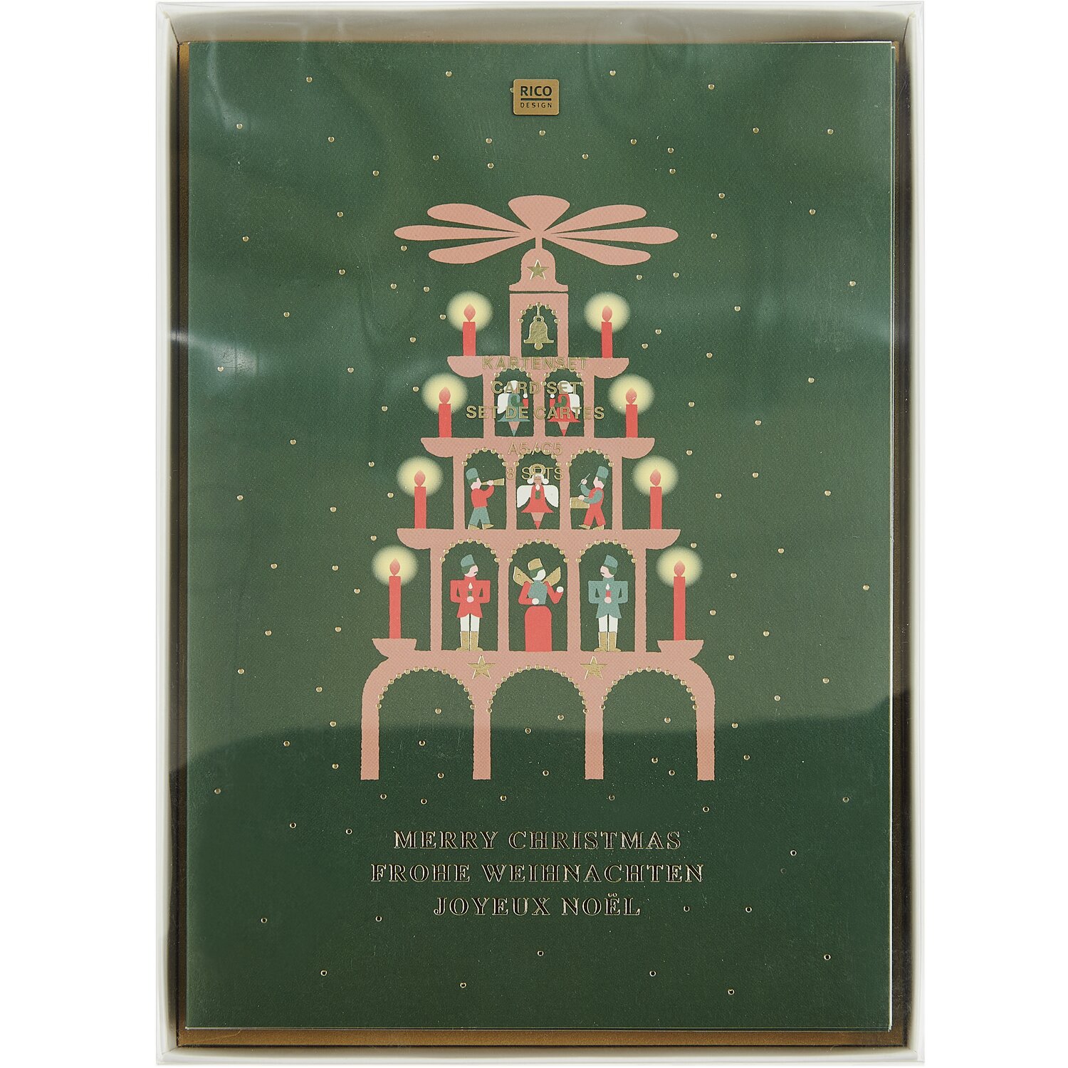 Kartenset Weihnachtspyramide A5 16-teilig von Rico Design
