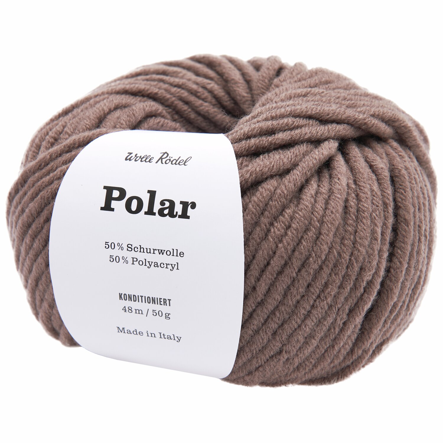 Polar Wolle von Wolle Rödel in Taupe, 50% Schurwolle, 50% Polyacryl, 50g, 48m, Made in Italy.