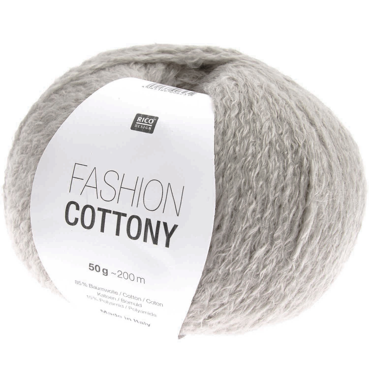 Fashion Cottony: Graues Garn von Rico Design, 50g, 200m, ideal für Strickprojekte.