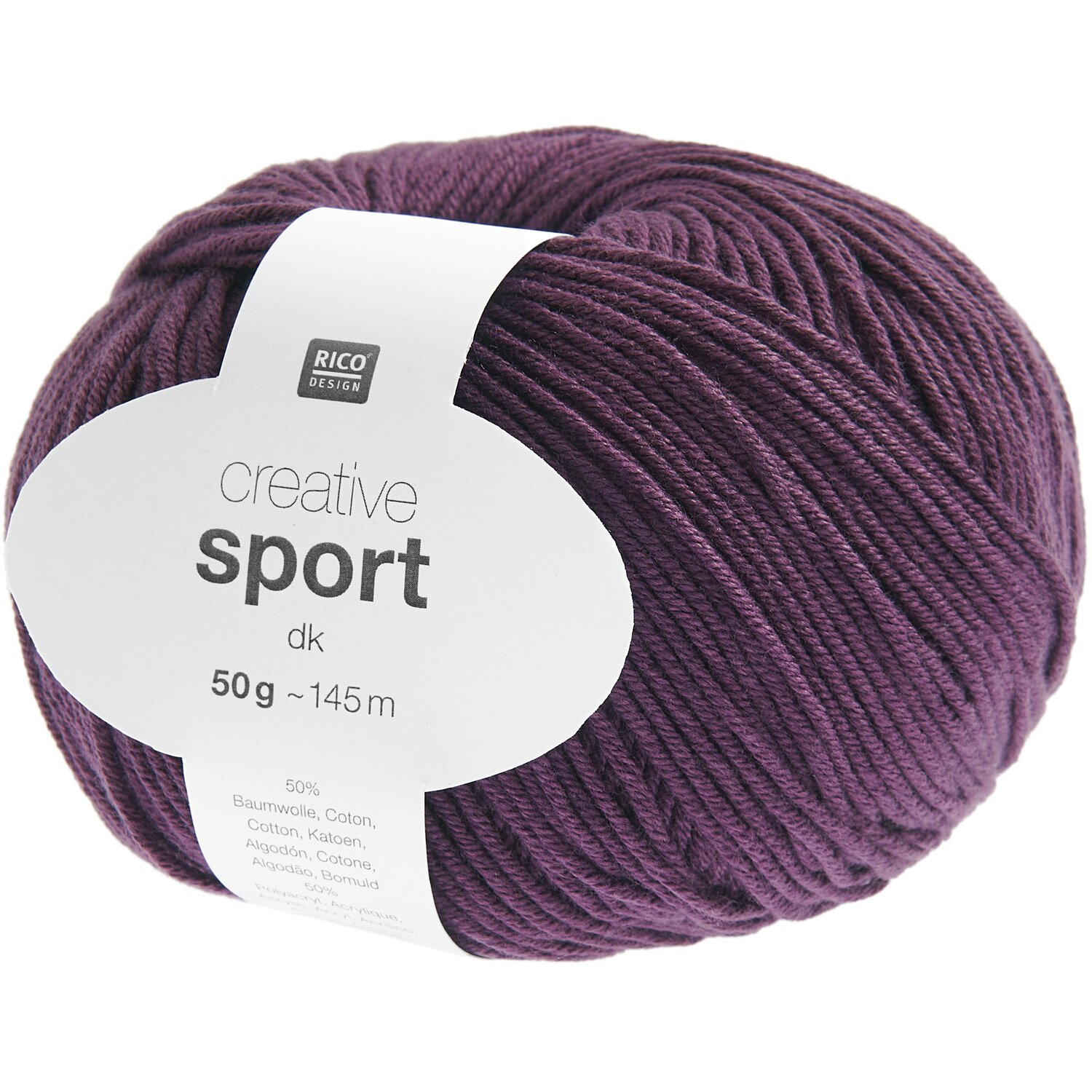 Creative Sport dk, 50g 145m, von Rico Design: Lila Baumwollgarn für Strick- und Häkelprojekte.