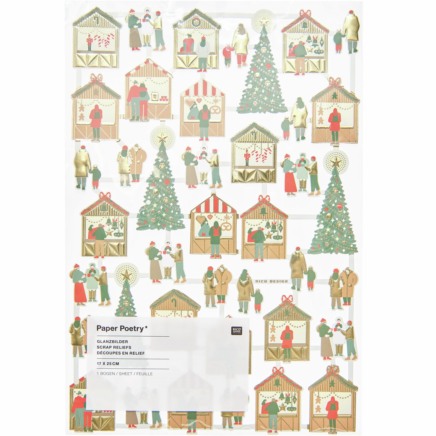 Paper Poetry Glanzbilder Weihnachtsmarkt 1 Blatt von Rico Design