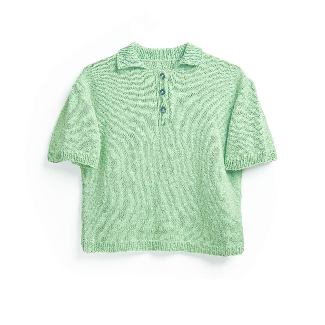 Gestricktes Shirt in Grün mit Kragen