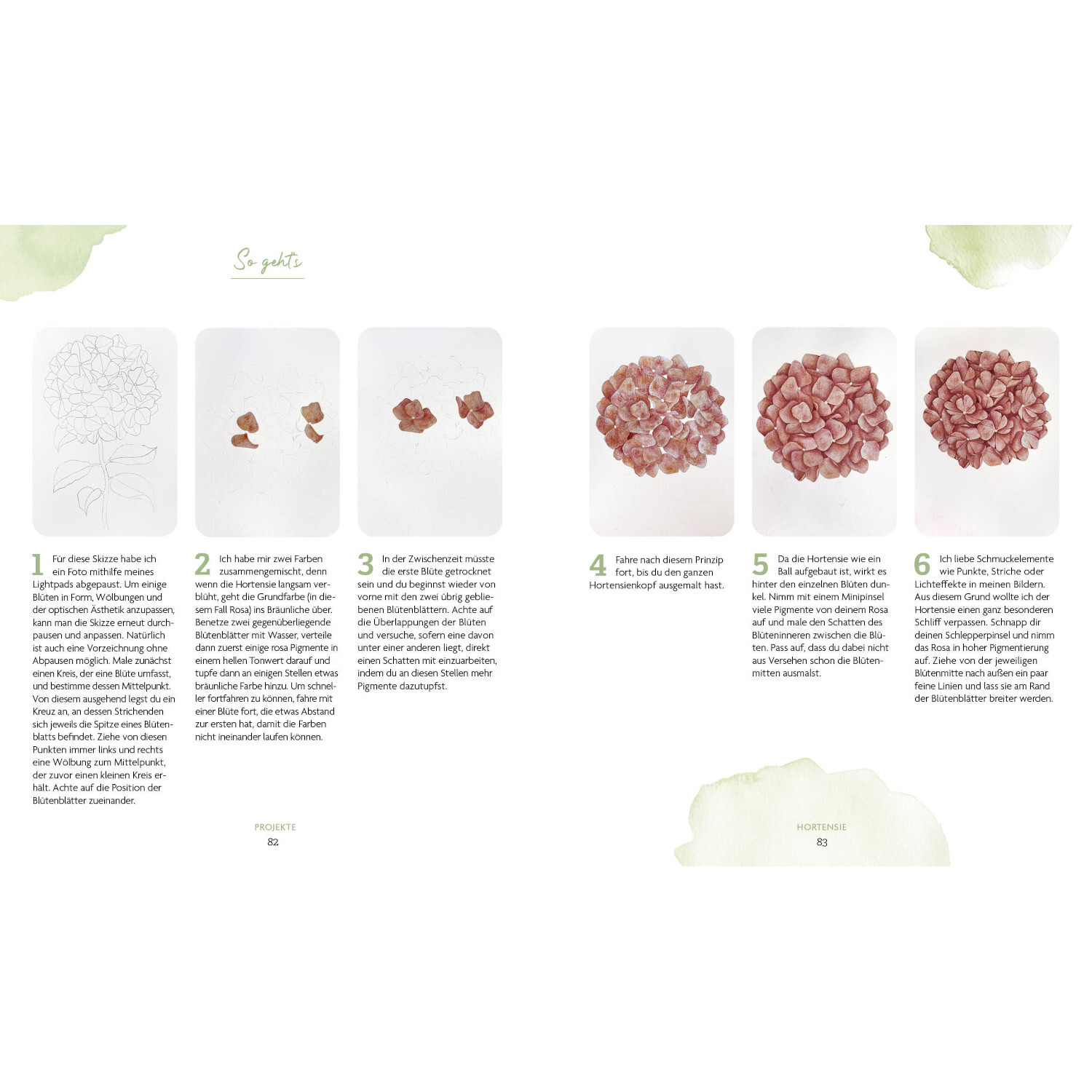 Boho Watercolor Flowers & Garden: Anleitung zur Gestaltung von Blumenarrangements mit Schritt-für-Schritt-Bildern und Texten.