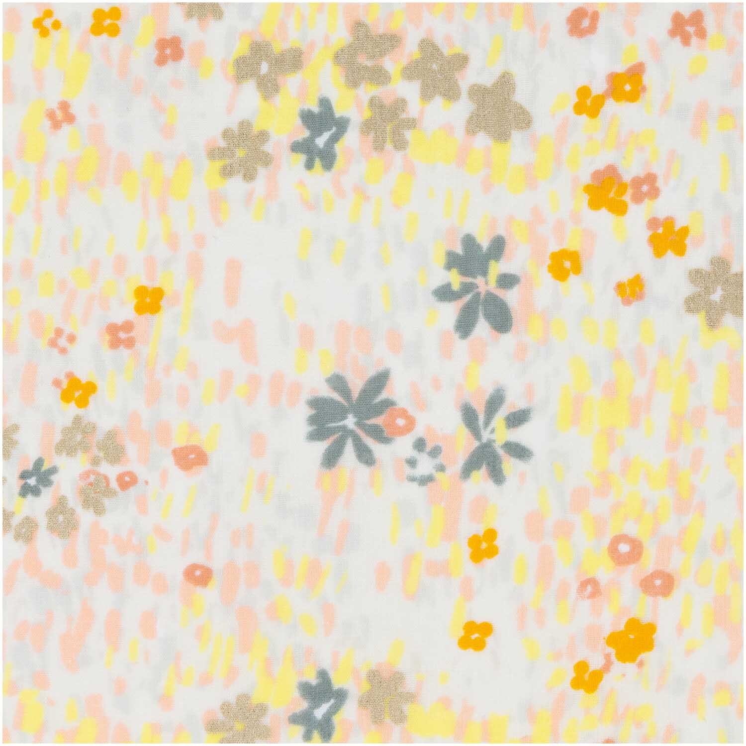 Musselin-Druckstoff Crafted Nature Blumenwiese Grau-Metallic 140cm