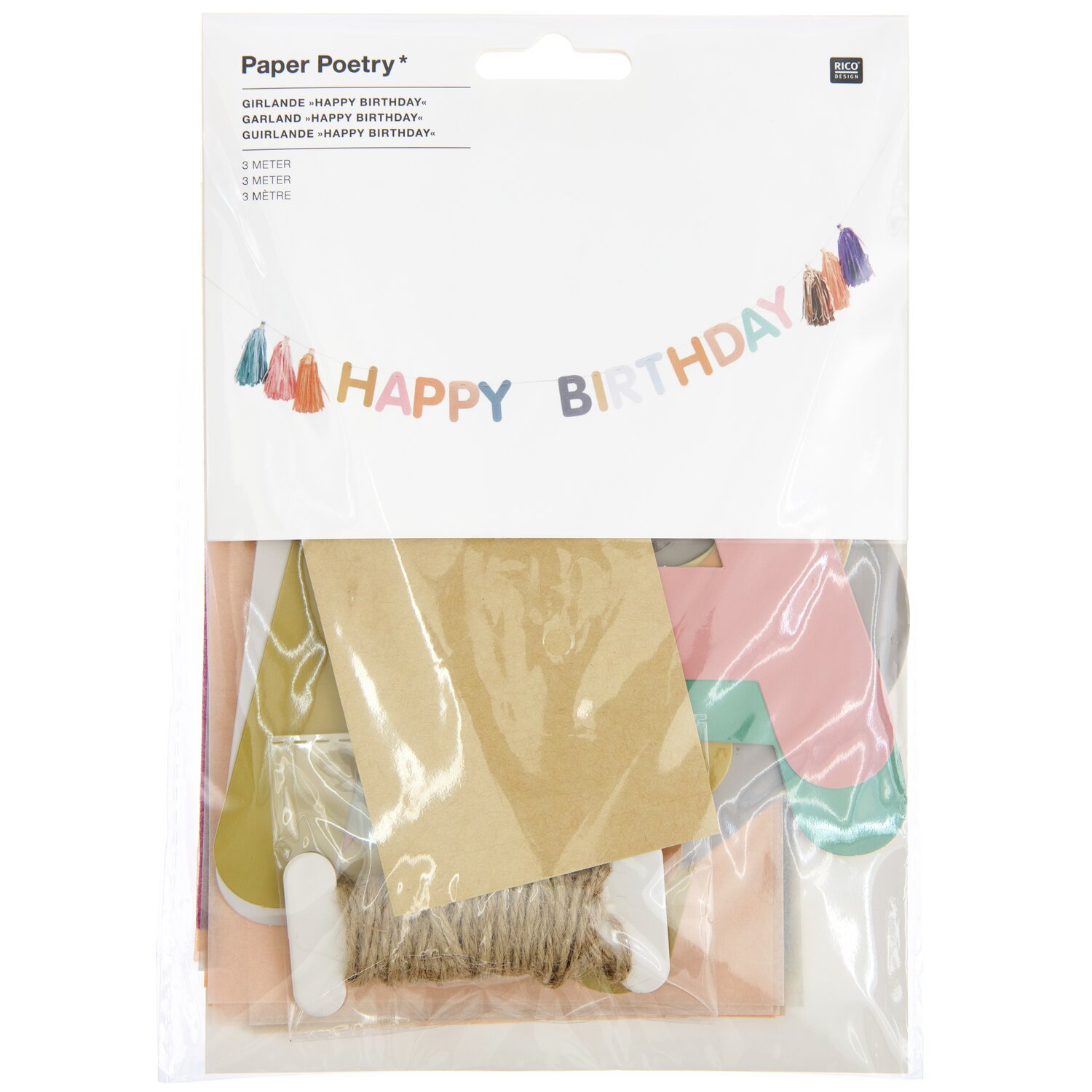 Paper Poetry DIY-Girlande Happy Birthday 3m von Rico Design