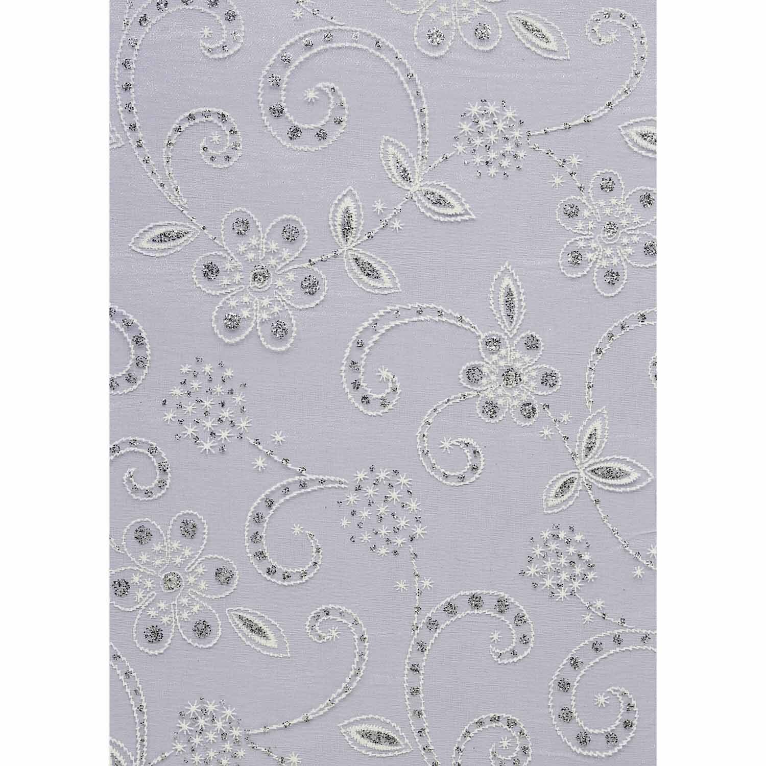 Dekostoff Blüten Ornament weiß 29cm