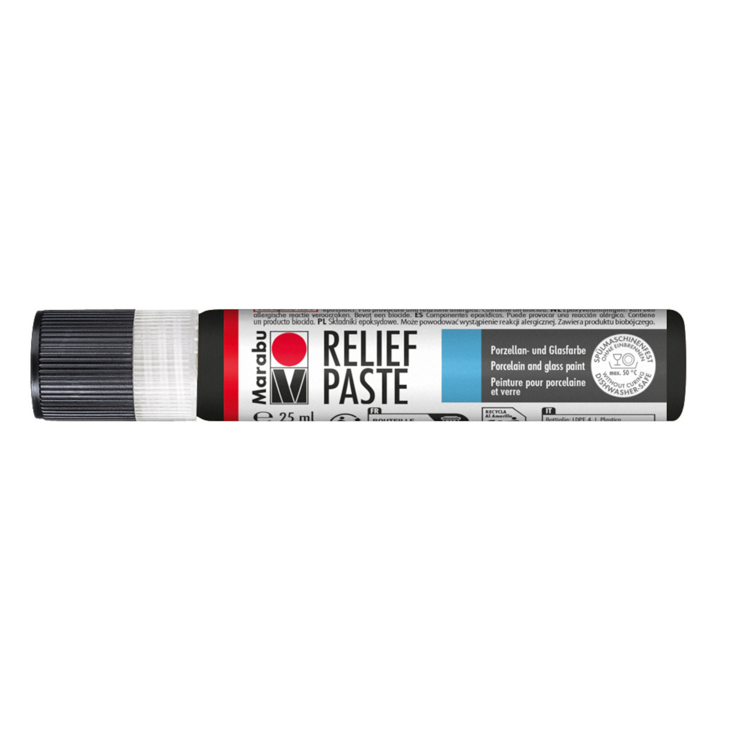 Marabu Reliefpaste, 25ml Tube, ideal für kreative Projekte. Schwarze Paste für präzise Linien.