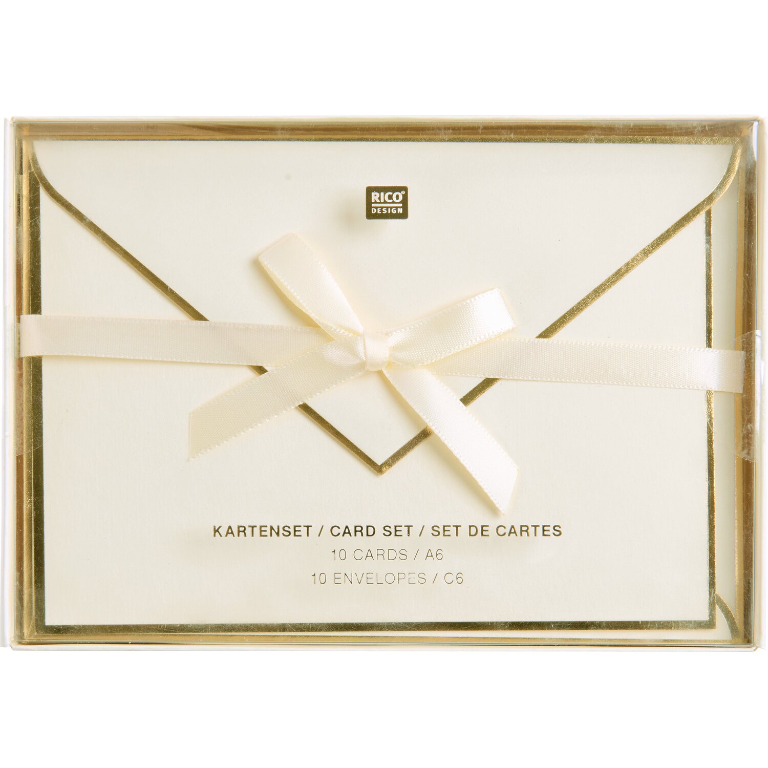Premium Kartenset Creme C6 16,2x11,4cm Farbe Creme/Gold von Rico Design