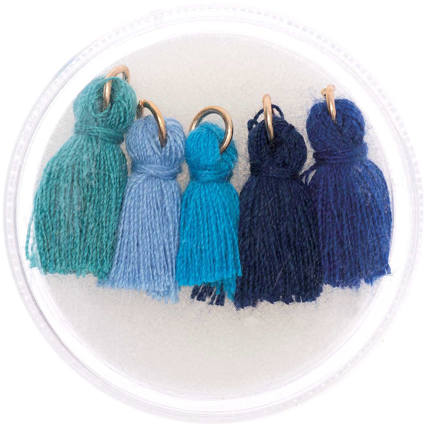 Anhänger Quasten Mix aqua 5 Stück Anhänger Quasten Mix aqua 5 Stück