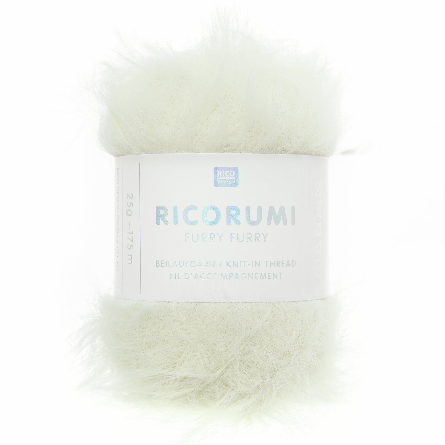Ricorumi Furry Furry: Flauschiges Strickgarn in Weiß von Rico Design, 25g, 175m Länge. Ideal für kreative Handarbeiten.