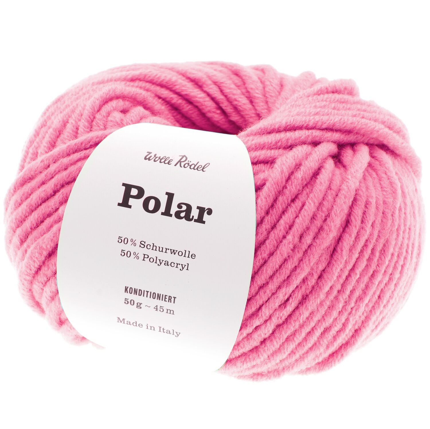 Polar Wolle in leuchtendem Pink, 50g 45m, aus 50% Schurwolle und 50% Polyacryl, von Rico Design.