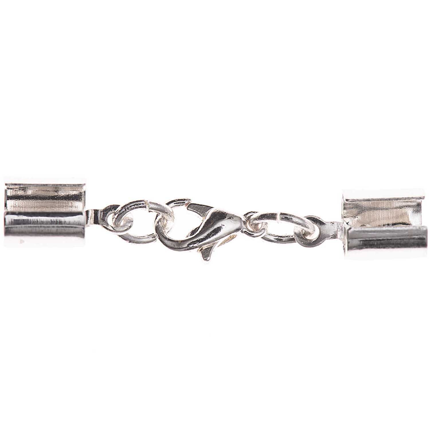 Lederbandverschluss Karabiner silber 8mm