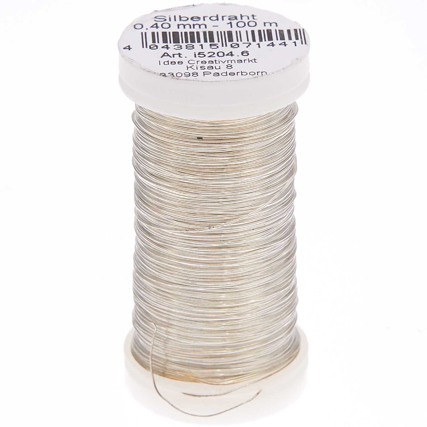 Silberdraht auf einer Spule, ideal für kreative Projekte. Marke: preissler. Perfekt für Bastelarbeiten.