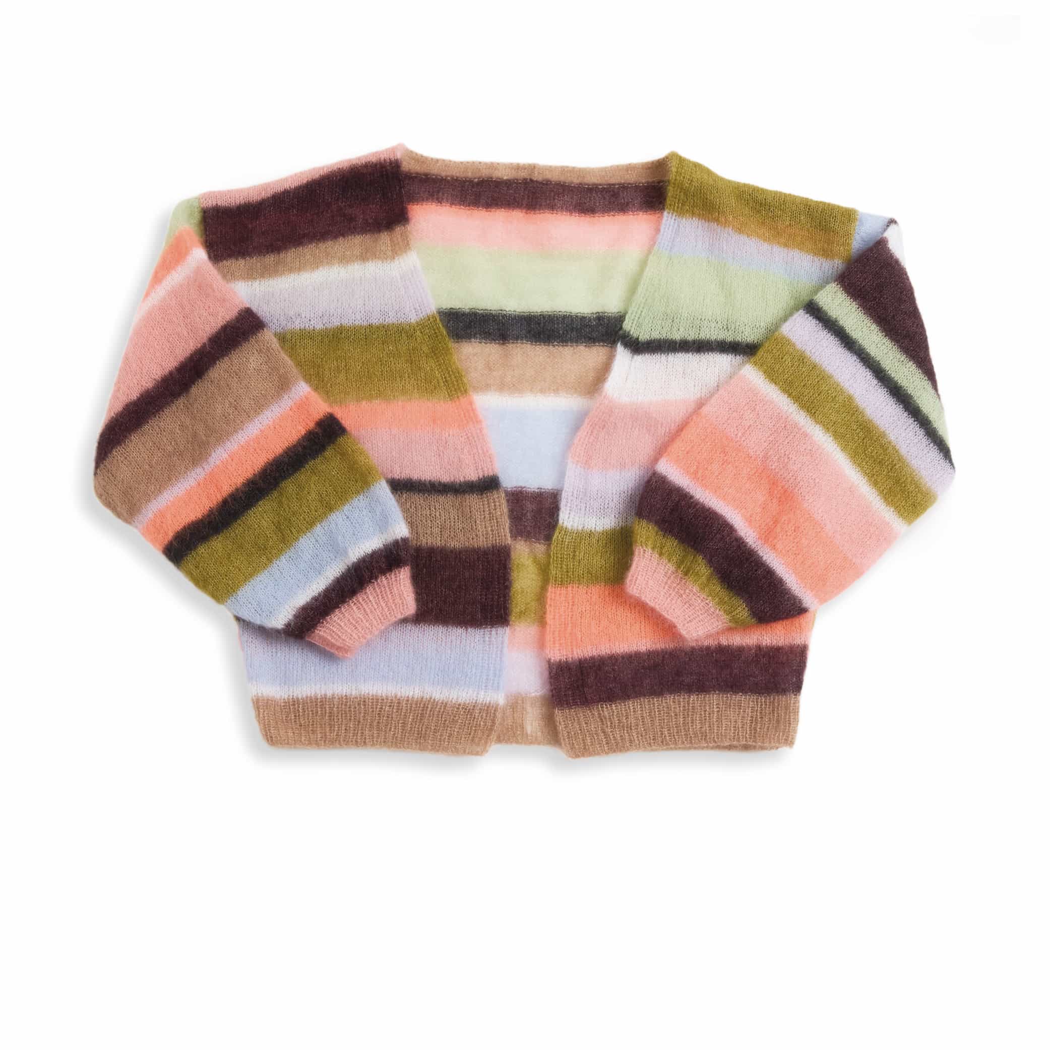 Gestrickte Jacke mit bunten Streifen