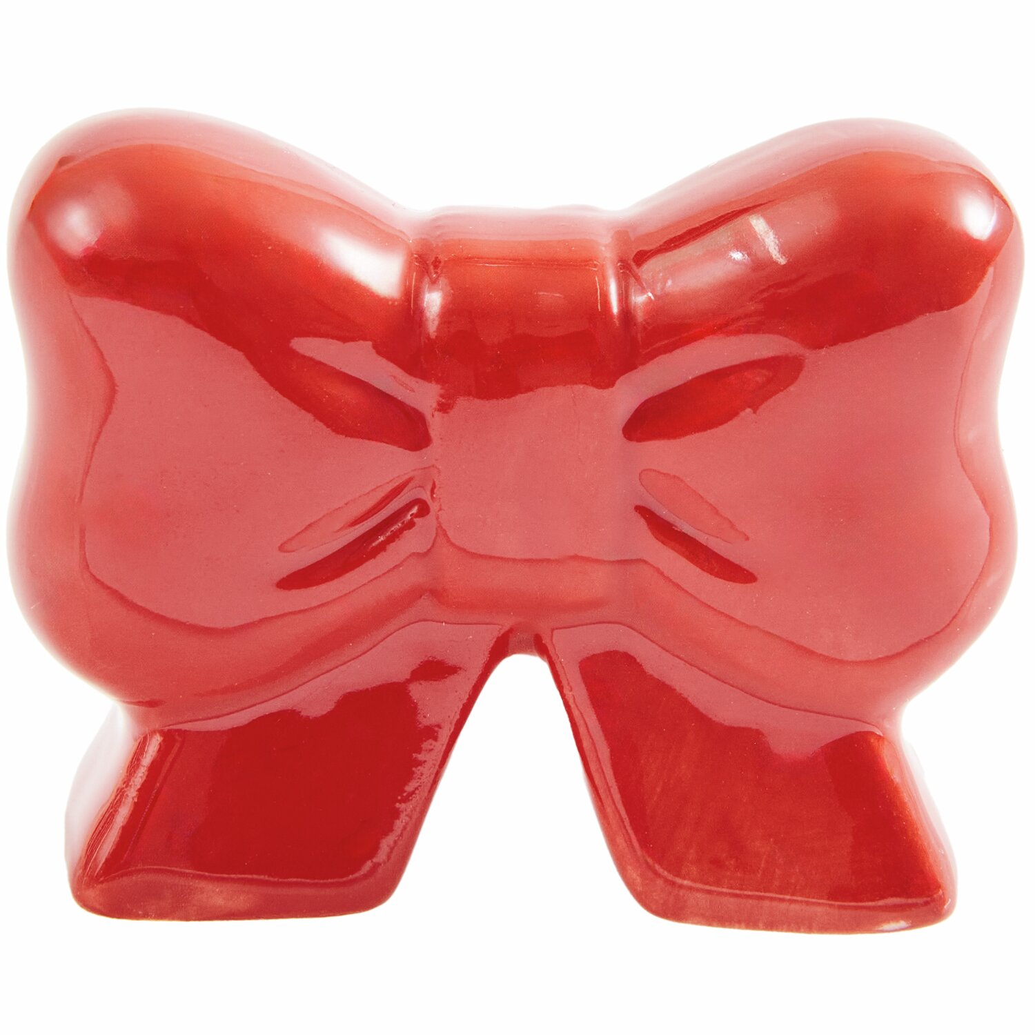 Porzellan Schleife, glänzend rot, von Rico Design. Dekoratives Accessoire, 3,2x4,1x1,6cm.