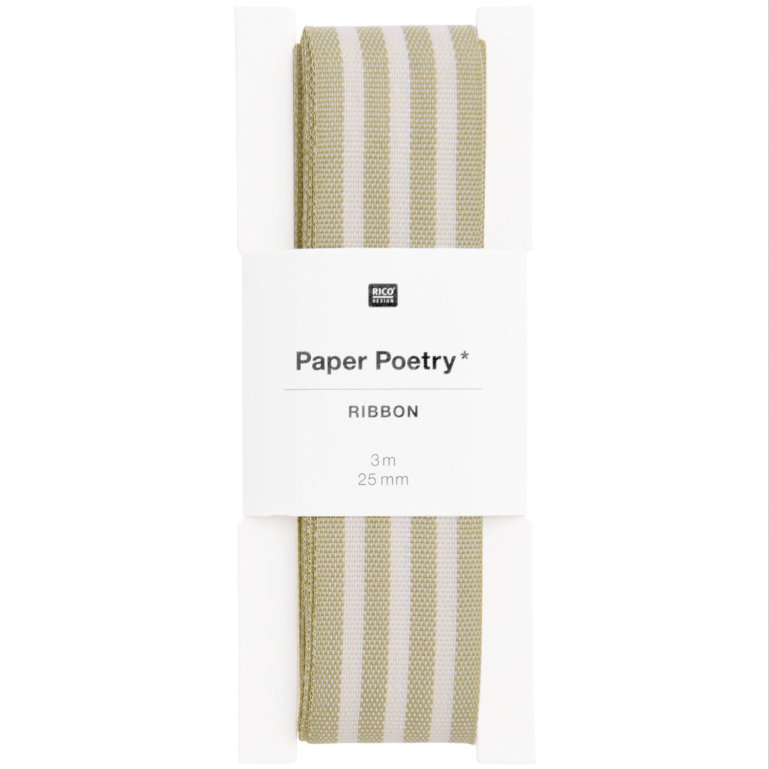 Paper Poetry Webband Duo Streifen 25mmx3m Farbe Grünbeige/Creme von Rico Design