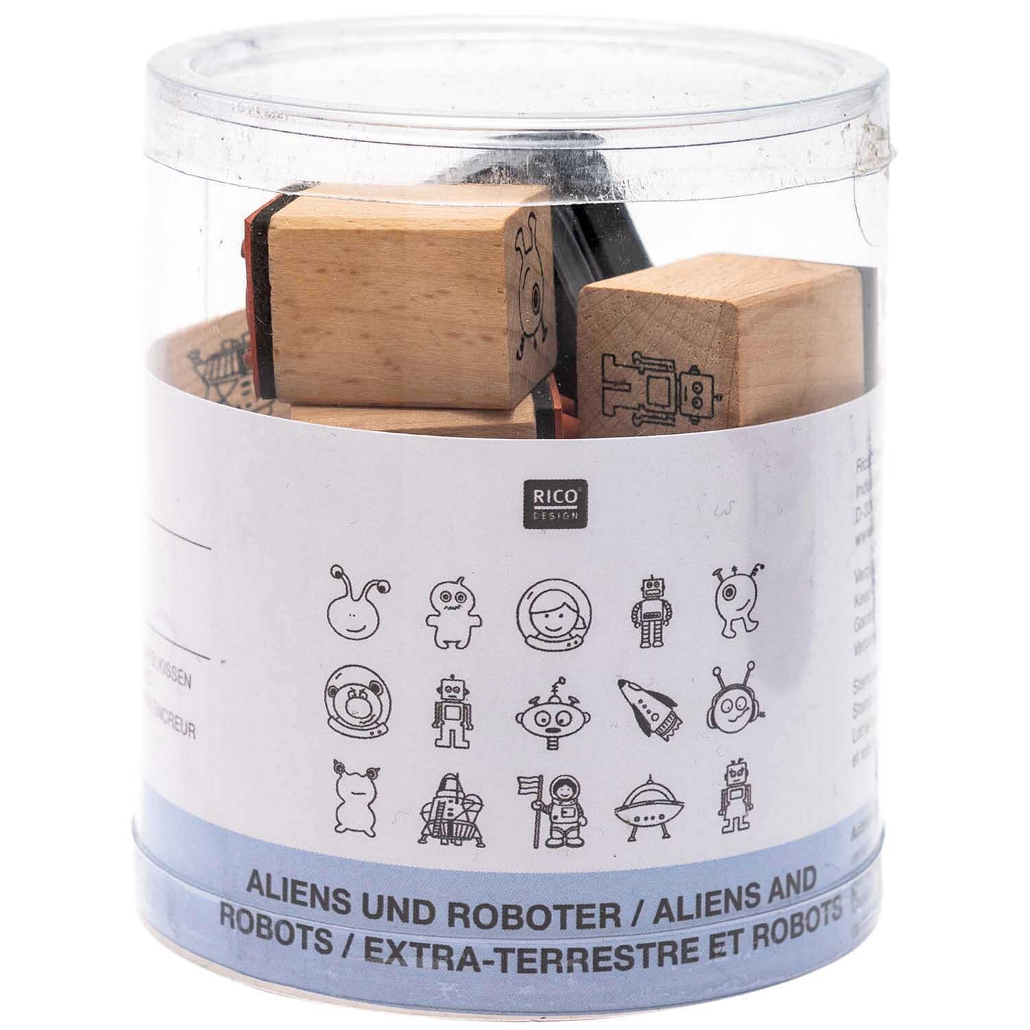 Stempelset Aliens & Roboter 2x2cm