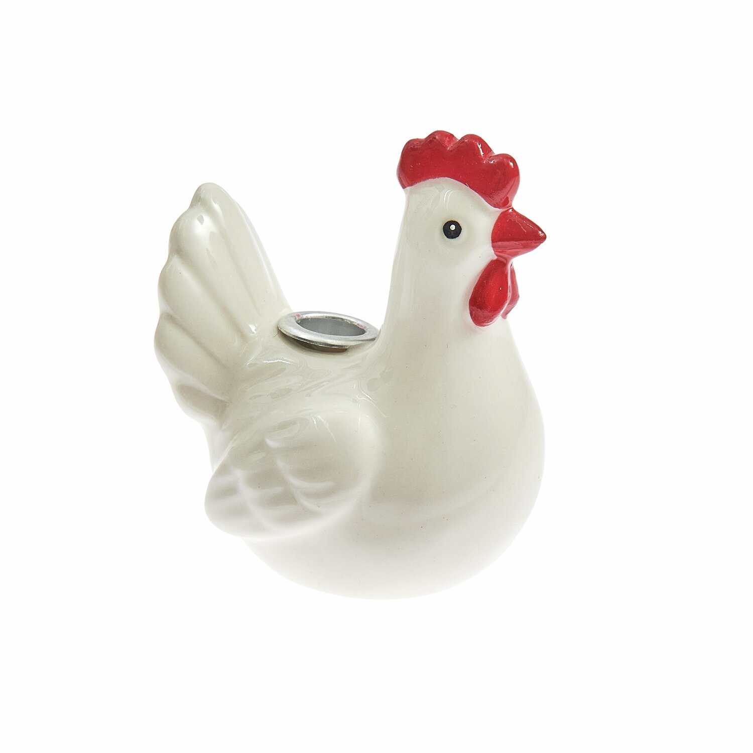 Keramik Kerzenhalter Huhn Weiß: Dekorativer Halter in Huhnform, ideal für Teelichter.