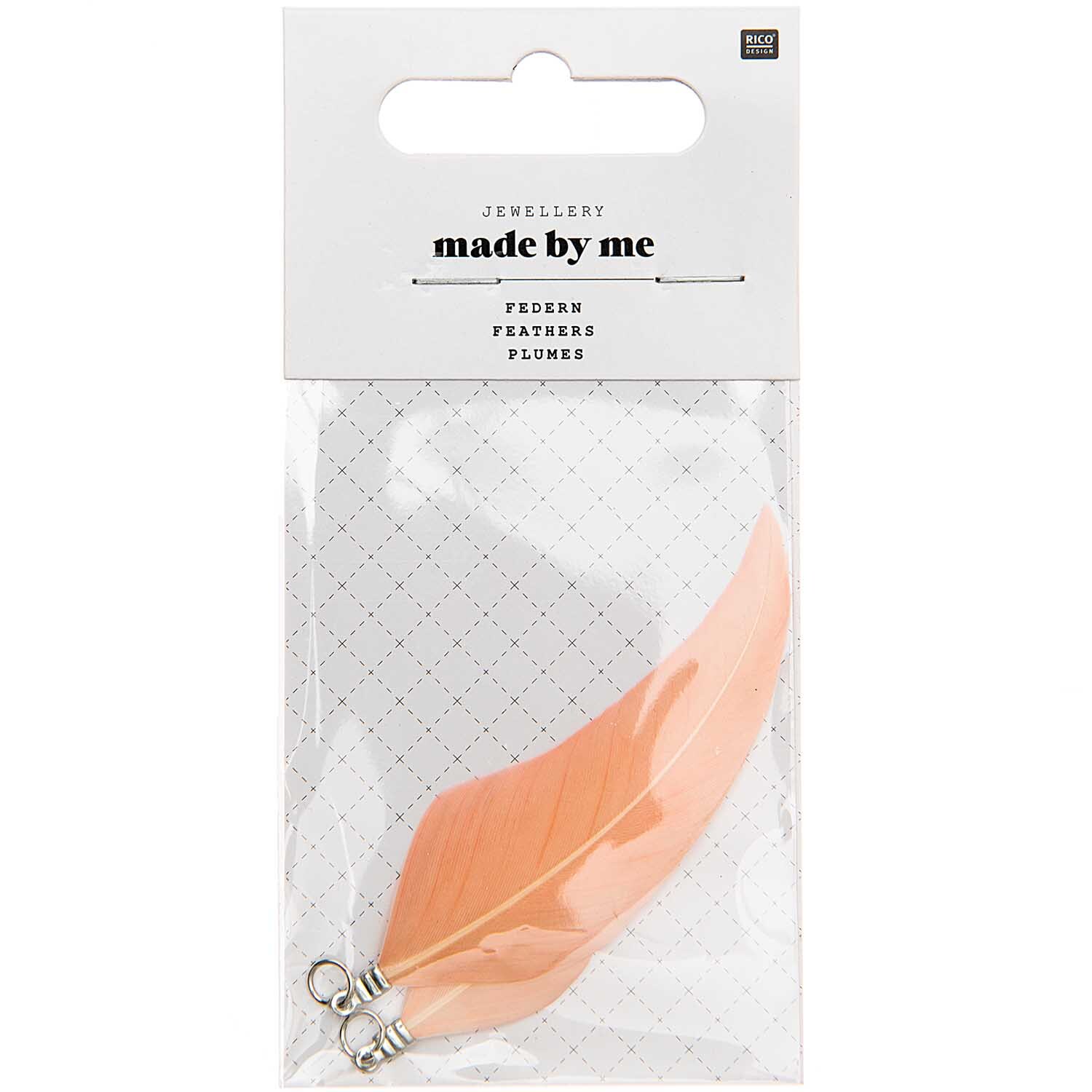 Federn mit Öse 2 Stück Farbe Puder Hell von Rico Design