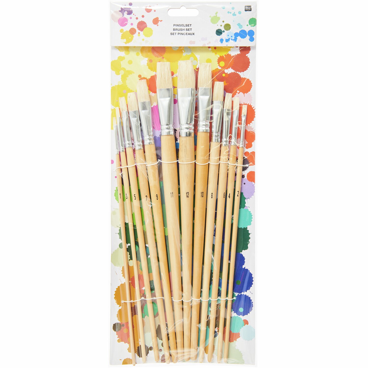 Borstenpinsel flach 12er Set von Rico Design