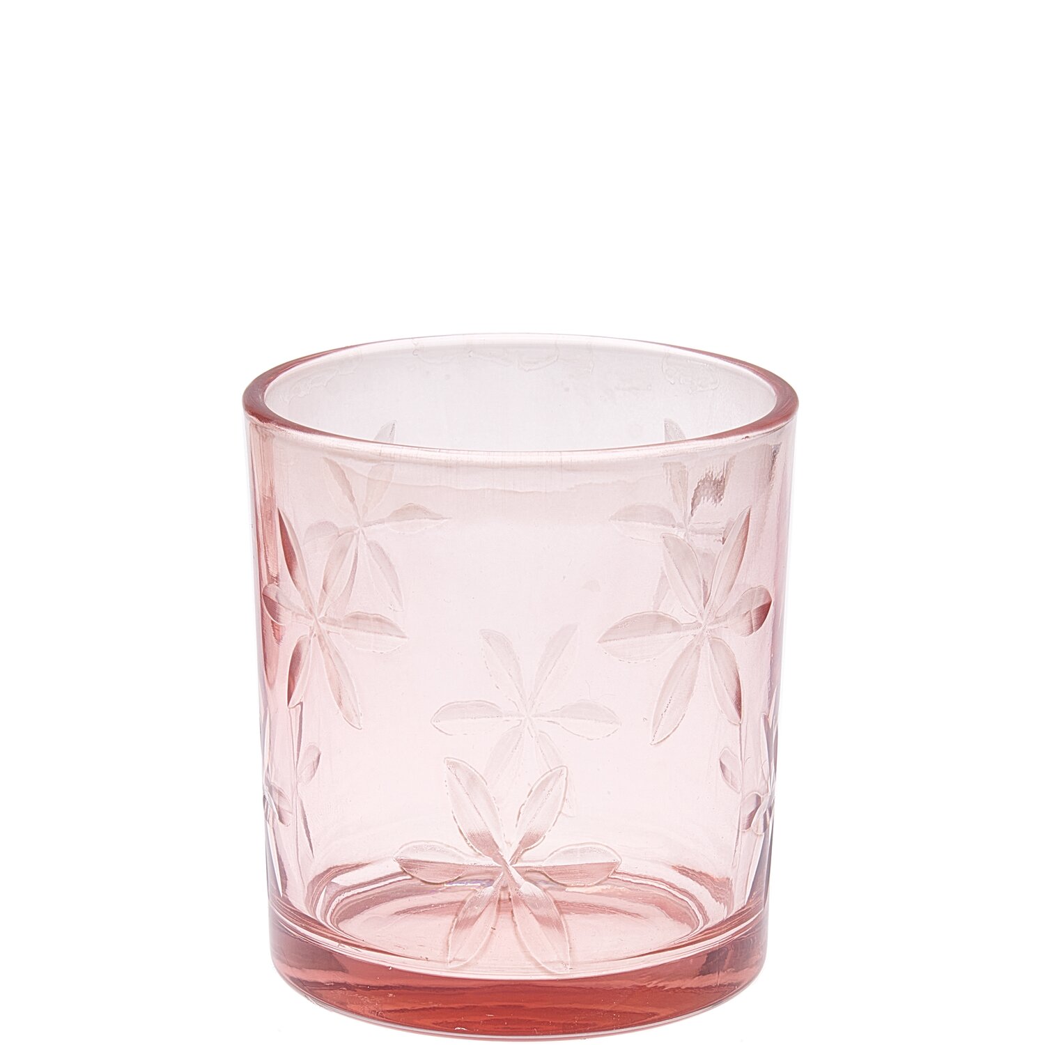 Glaswindlicht transparent-rosa mit floralem Muster von Rico Design, ideal für stimmungsvolle Beleuchtung.