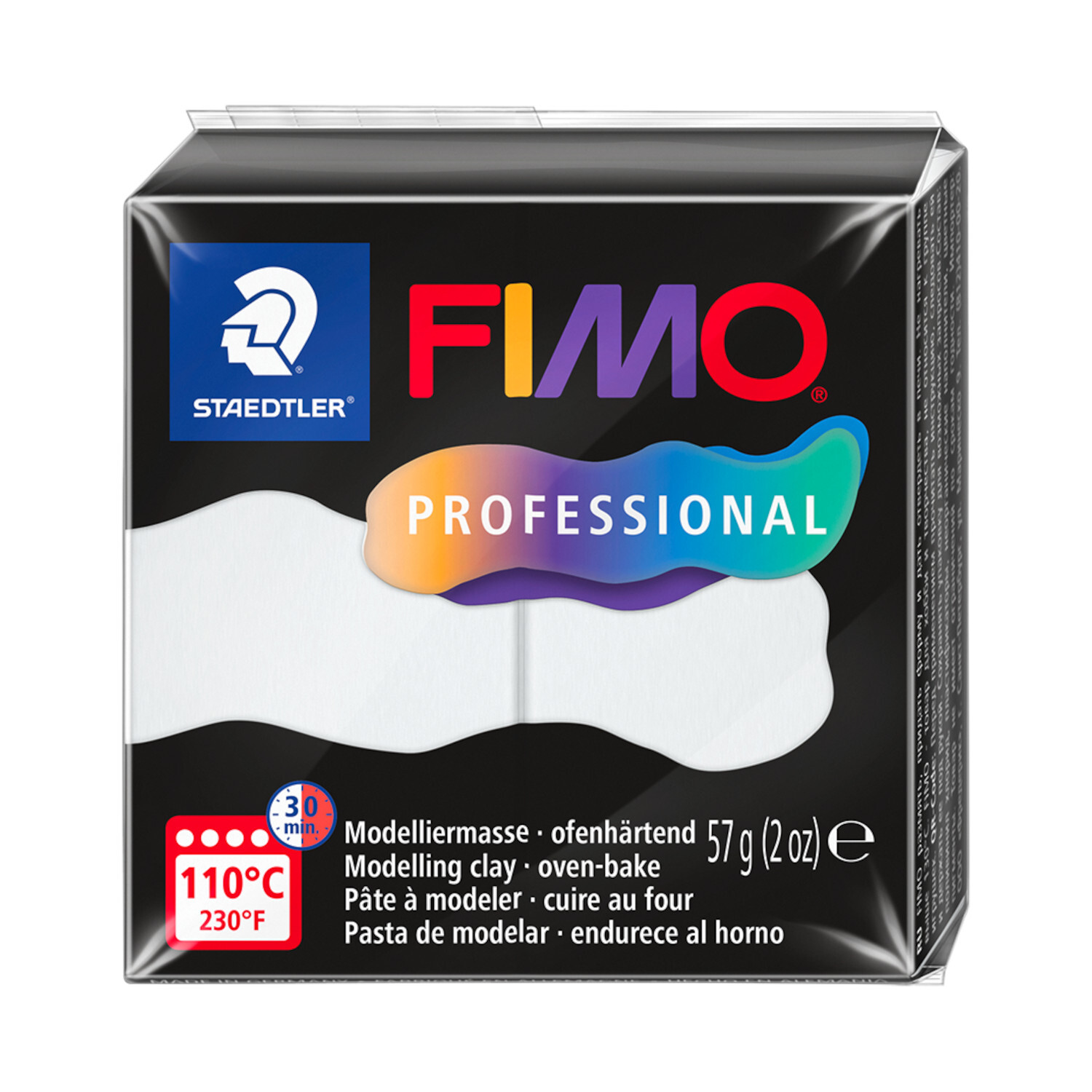 FIMO Professional Modelliermasse von Staedtler, 57g, in Weiß, ideal für präzises Modellieren.