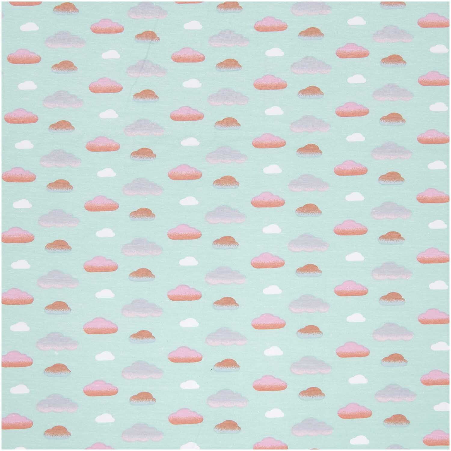 Jerseystoff Happy Baby Wolken mint 72x100cm Jerseystoff Happy Baby Wolken mint 72x100cm