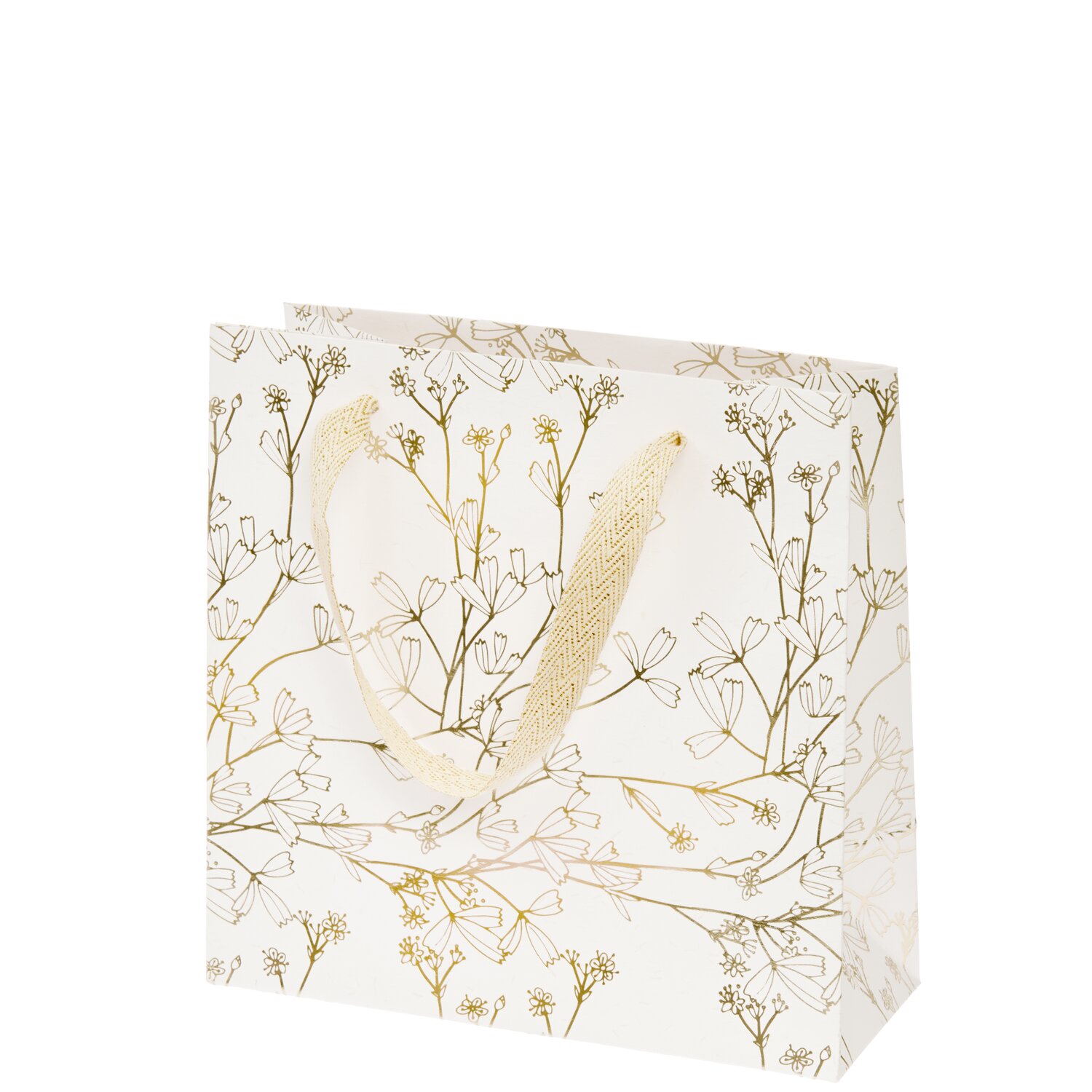 Geschenktüte Natur Blumen Gold 18x18x10cm von Rico Design