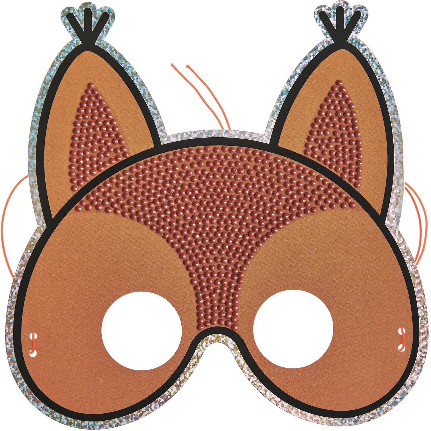 Diamond Painting Masken Tiere, 52-teilig. Tiermaske in Braun mit glitzernden Details. Ideal für kreative Bastelprojekte.